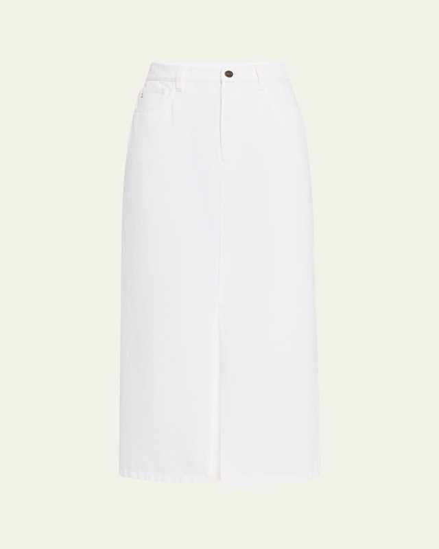 Front-Slit Cotton Midi Skirt